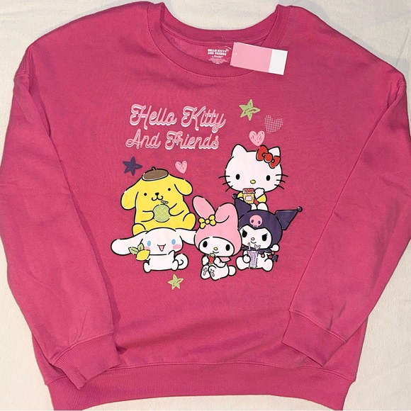 Sanrio Hello Kitty & Friends Pink Crew Sweatshirt - Juniors Sz Medium NWT Kuromi - Picture 7 of 8
